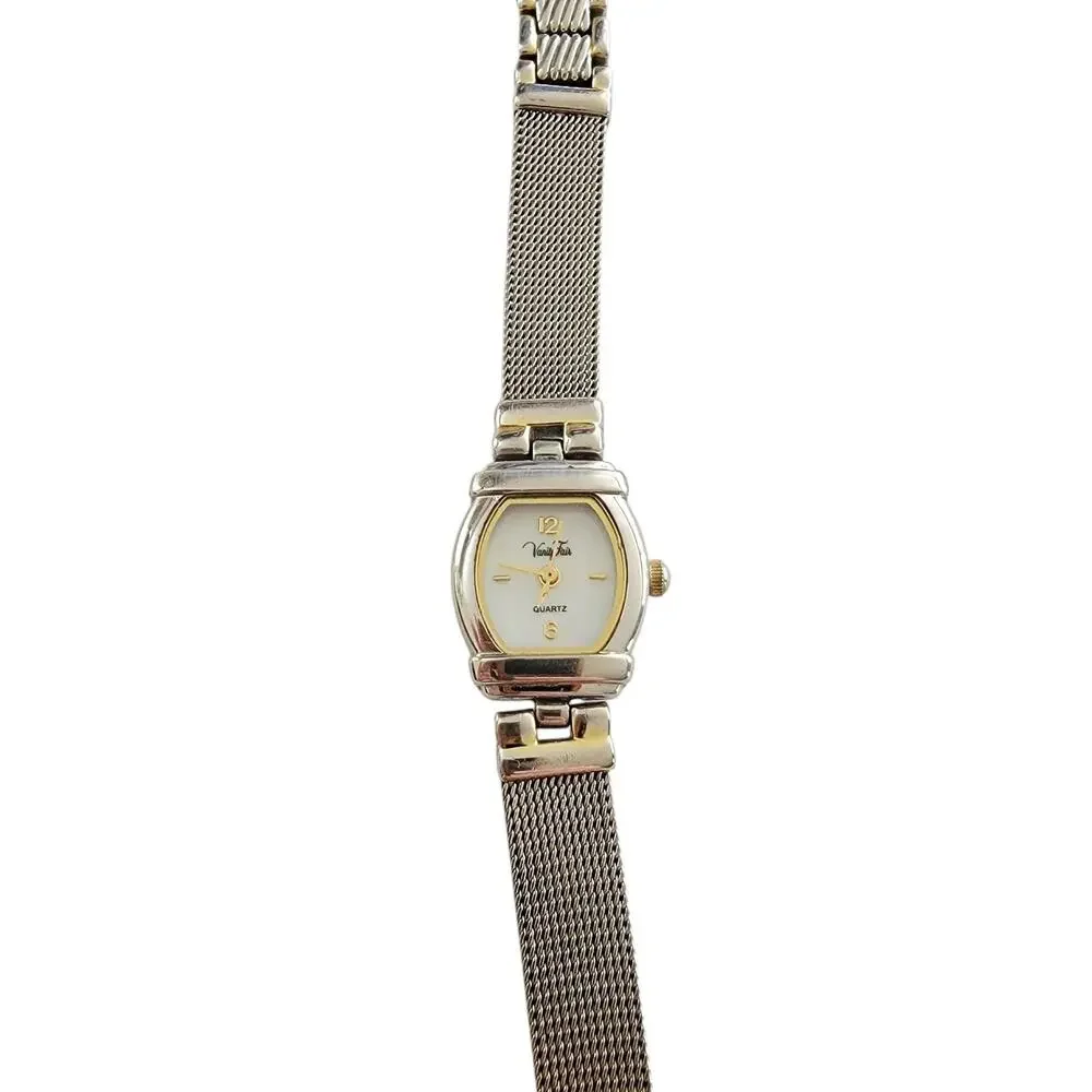 Womens Watch Cream Dial Silver Case Mesh Bracelet Stainless Steel Quartz